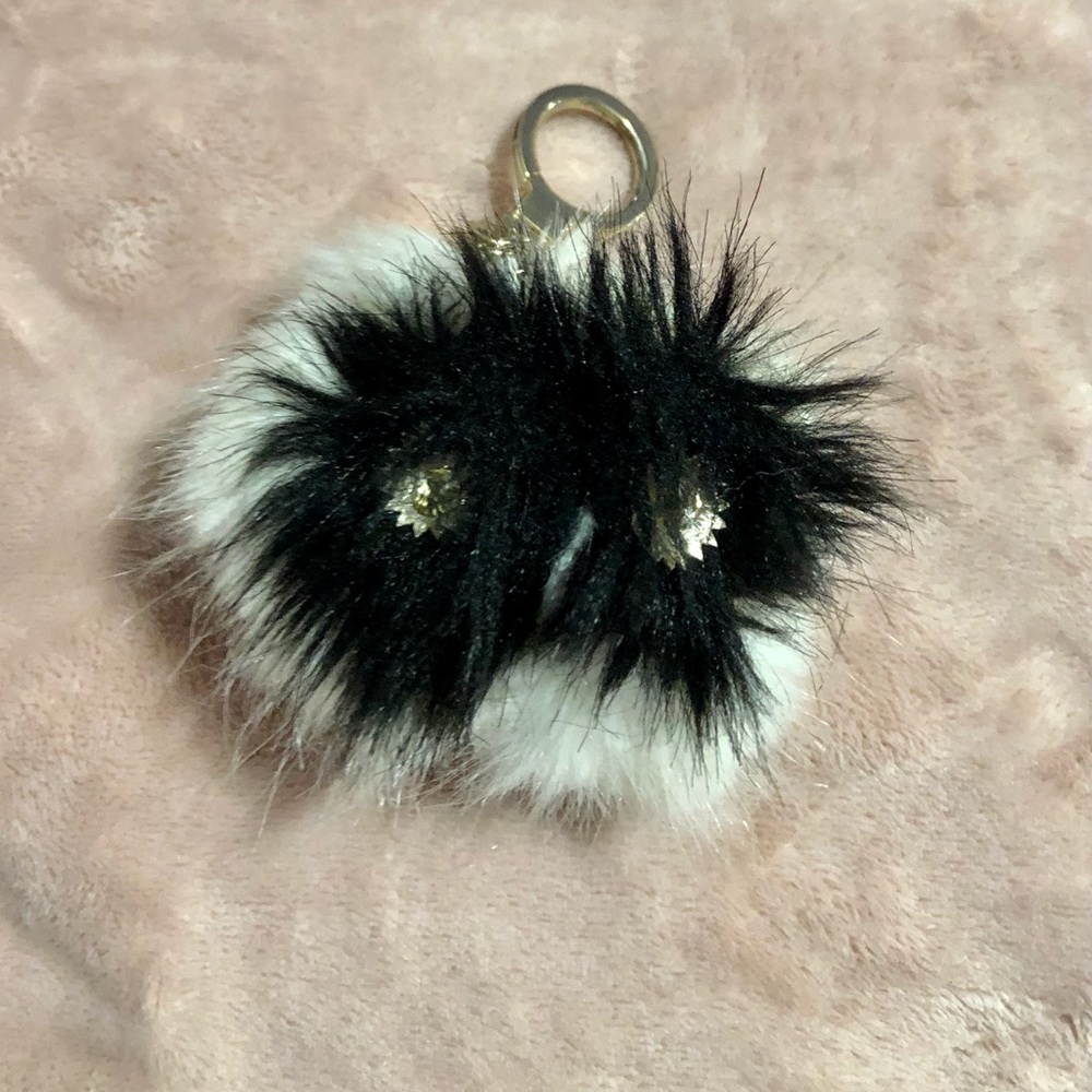 EUC Kate Spade Owl Fur Poof Keyfob Keychain